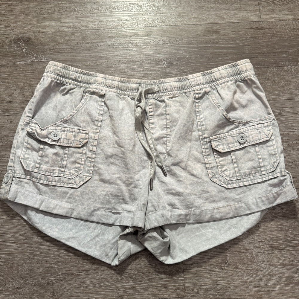 Five Star General Shorts Womens Large Gray Cargo Drawstring 100% Cargo 32w Adult